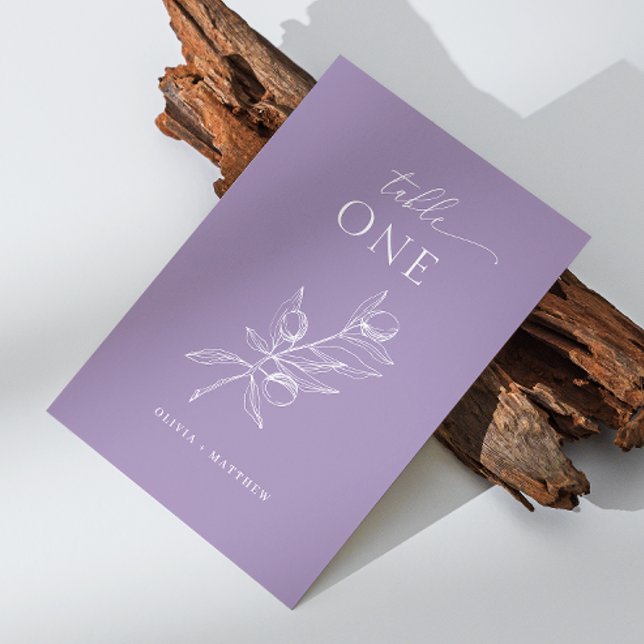 Muted Purple Olive Wedding | Romantic Lavender Table Number (Creator Uploaded)