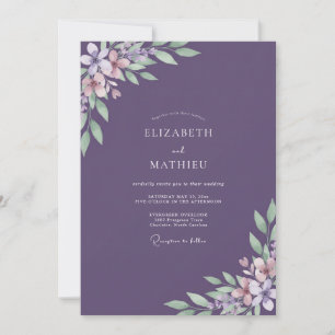 Muted Purple Painted Wedding Invitation