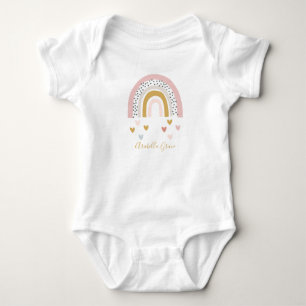 Muted Rainbow Baby Name Hearts Bodysuit