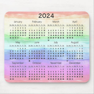 Muted Rainbow Colors Design 2024 Calendar Mousepad
