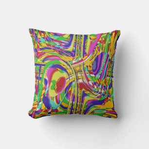 Muted Rainbow Colours Gold Confetti-like Abstract Cushion