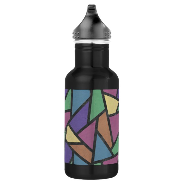 Muted rainbow colours mosaic pattern 532 ml water bottle (Right)