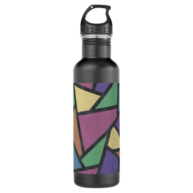 Muted rainbow colours mosaic pattern 710 ml water bottle (Front)