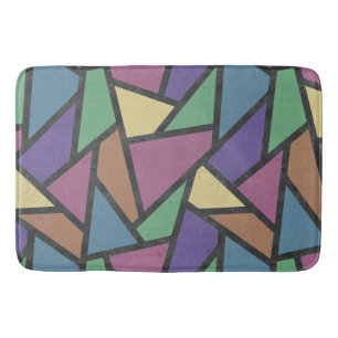 Muted rainbow colours mosaic pattern bath mat