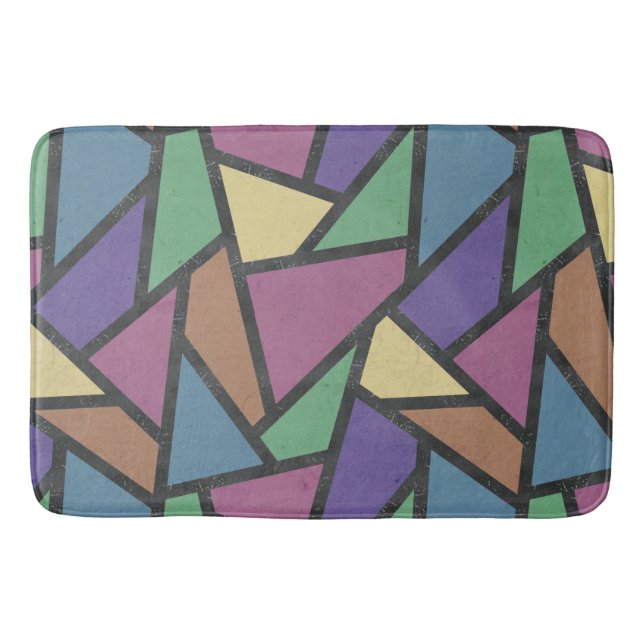 Muted rainbow colours mosaic pattern bath mat (Front)