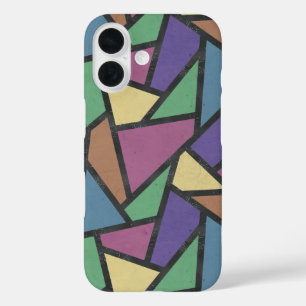 Muted rainbow colours mosaic pattern iPhone 16 case