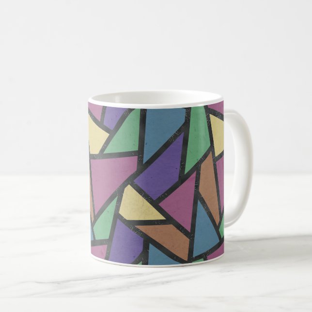 Muted rainbow colours mosaic pattern coffee mug (Front Right)