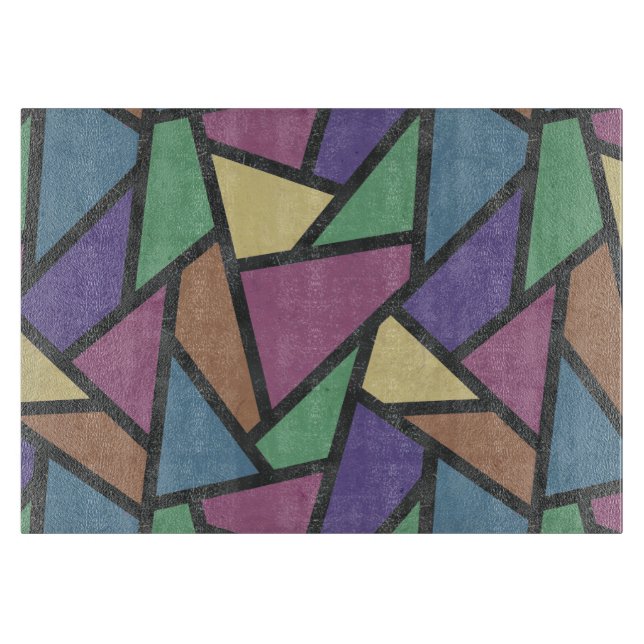 Muted rainbow colours mosaic pattern cutting board (Front)