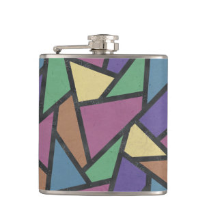 Muted rainbow colours mosaic pattern hip flask