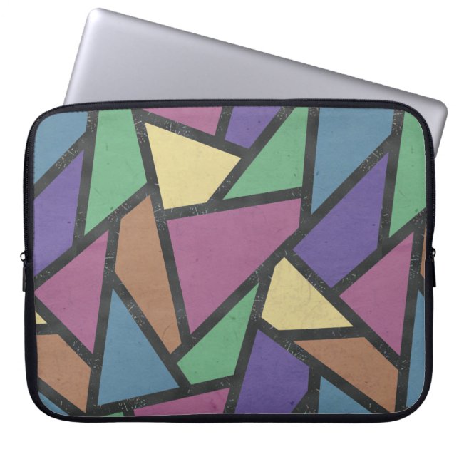 Muted rainbow colours mosaic pattern laptop sleeve (Front)