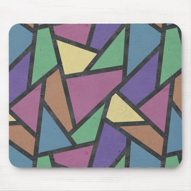 Muted rainbow colours mosaic pattern mouse pad (Front)