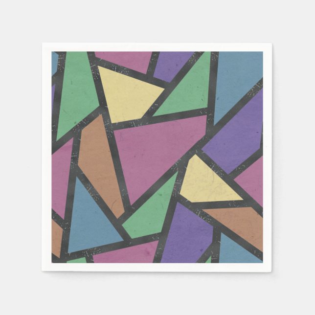 Muted rainbow colours mosaic pattern napkin (Front)
