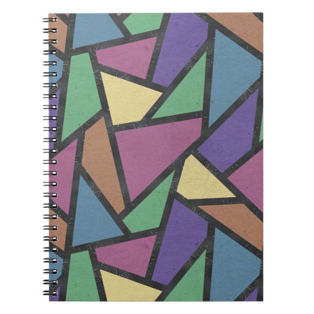 Muted rainbow colours mosaic pattern notebook (Front)