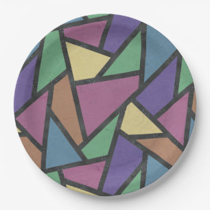 Muted rainbow colours mosaic pattern paper plate