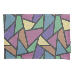 Muted rainbow colours mosaic pattern pillowcase