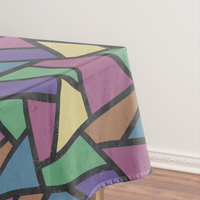 Muted rainbow colours mosaic pattern tablecloth (In Situ)