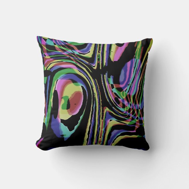 Muted Rainbow Colours Swirling Labyrinth Design  Cushion (Front)