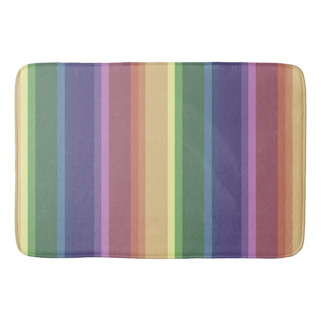Muted rainbow stripes bath mat (Front)