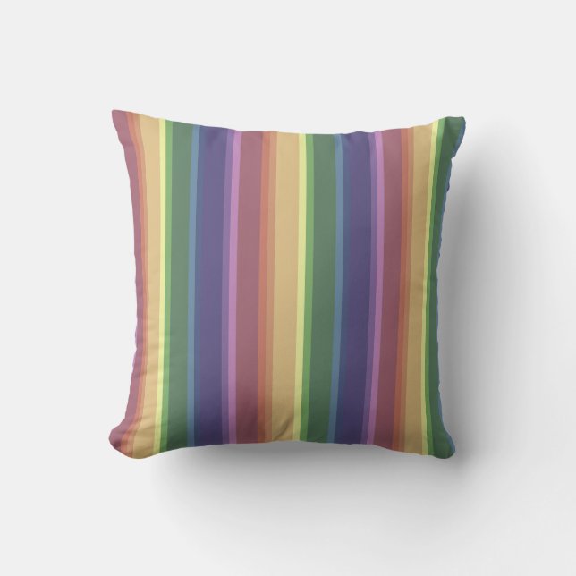 Muted rainbow stripes cushion (Front)