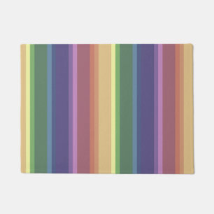Muted rainbow stripes doormat