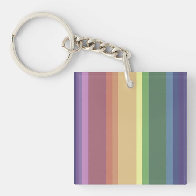Muted rainbow stripes key ring (Front)