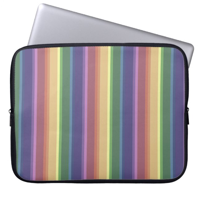 Muted rainbow stripes laptop sleeve (Front)