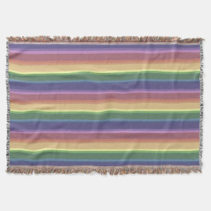 Muted rainbow stripes throw blanket