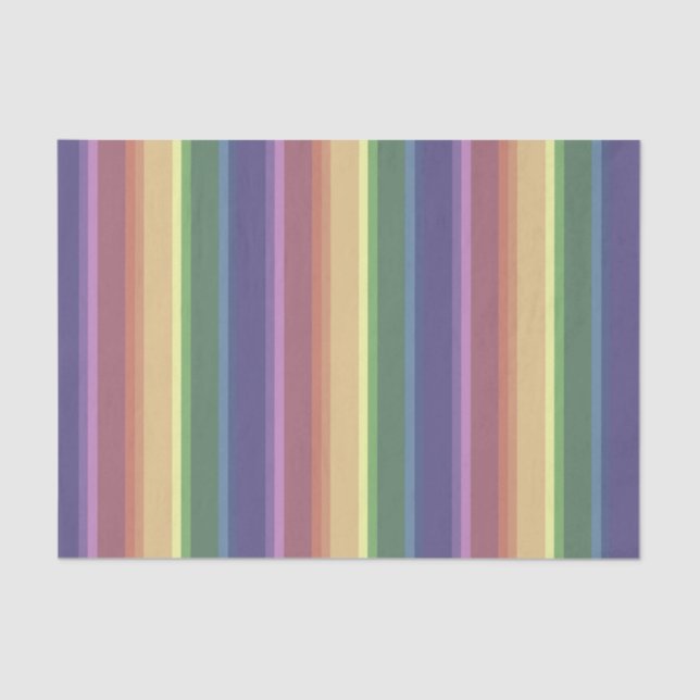 Muted rainbow stripes tissue paper (Front)