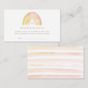 Muted Rainbow Watercolor Pink Diaper Raffle Ticket Enclosure Card