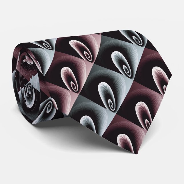 Muted Red and Blue COOL Modern Pattern Tie (Rolled)