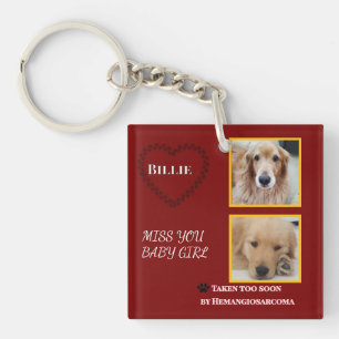 Muted Red Heartflet Pet Keepsake Key Ring