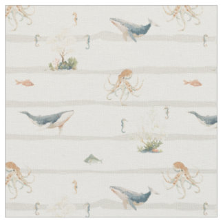Muted Reef Escape - Underwater sea ocean Animal wh Fabric