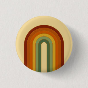 Muted Retro Groovy Layered Rainbow  3 Cm Round Badge