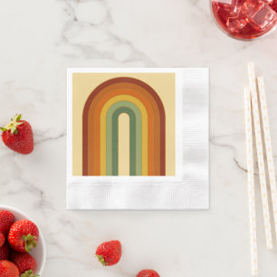 Muted Retro Groovy Layered Rainbow Napkin