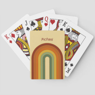 Muted Retro Seventies Groovy Layered Rainbow   Playing Cards