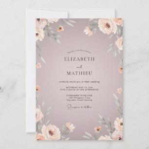 Muted Rose Ethereal Floral Wedding Invitation