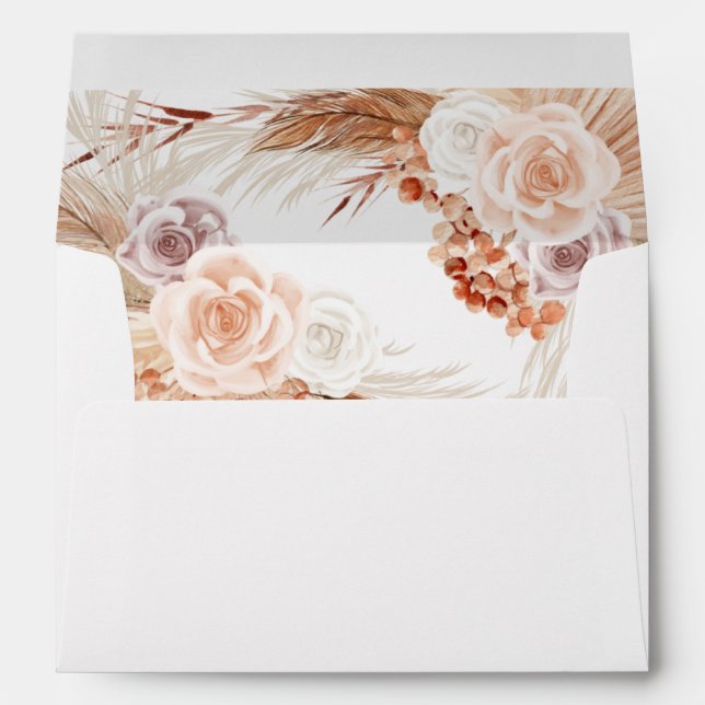 Muted Rose Pampas Terracotta Boho Wedding Envelope (Back (Bottom))
