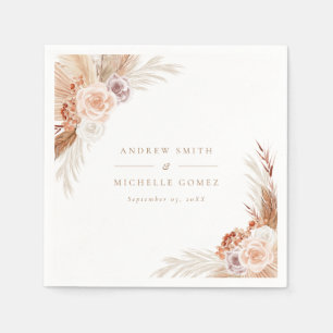 Muted Rose Pampas Terracotta Boho Wedding Napkin