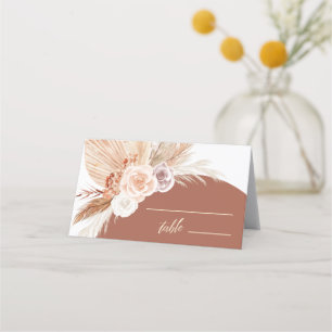 Muted Rose Pampas Terracotta Wedding Table Seat Place Card