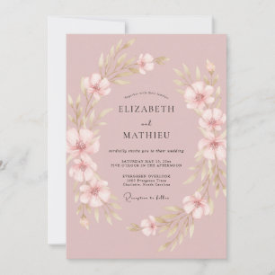 Muted Rose Romantic Spring Wedding Invitation