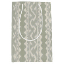 Muted Sage and Cream Ikat Stripe