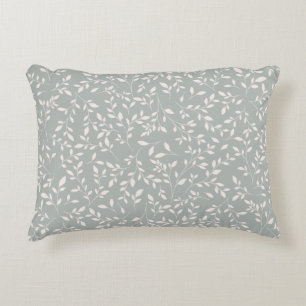 Muted Sage Green and Cream Botanical Vine Pattern Decorative Cushion