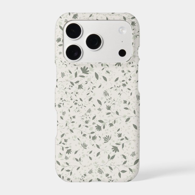 Muted Sage Green Floral Botanical Pattern on Light (Back)