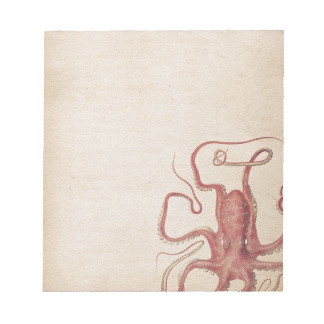 Muted Sea Rose Pink Steampunk Octopus Nature Notepad (Front)