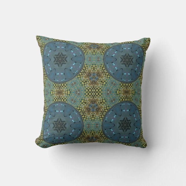 Muted Shades of Blue and Sage Green Cushion (Front)