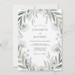 Muted Silver Foliage Eucalyptus Wedding Invitation