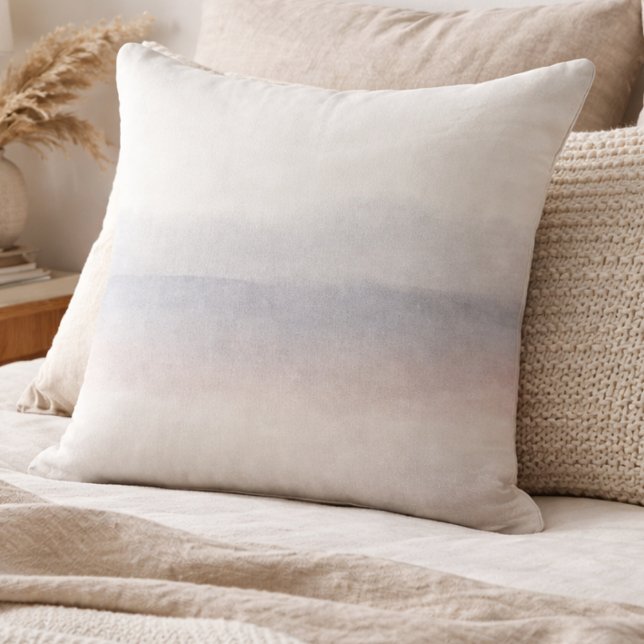 Muted Sky Horizon Throw Pillow (Muted sky tones with drifting clouds bring quiet balance to softly layered neutral spaces)