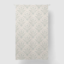 Muted Soft Sage Green Folk Floral Scallop Pattern