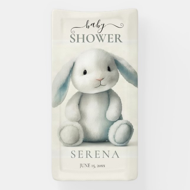 Muted Stuffed Bunny BABY SHOWER Banner (Vertical)