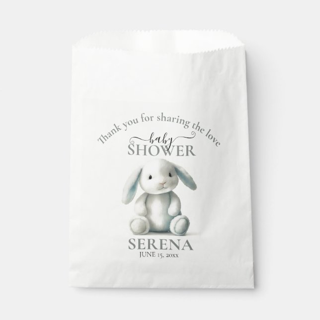 Muted Stuffed Bunny BABY SHOWER Favour Bag (Front)